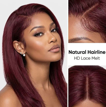 99J Burgundy Straight 13x4 HD Lace Glueless Bob Wig