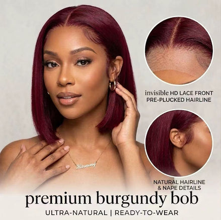 99J Burgundy Straight 5x5 HD Lace Glueless Bob Wig