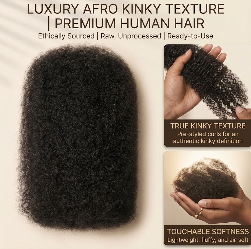 Afro Kinky Bulk Human Hair for Loc Extensions, Repair Locs, Twists & Braids