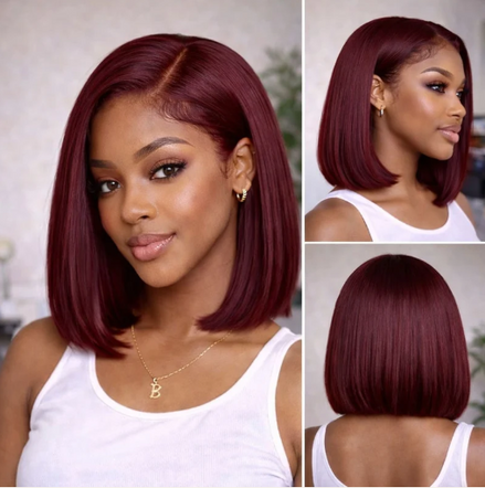 99J Burgundy Straight 5x5 HD Lace Glueless Bob Wig