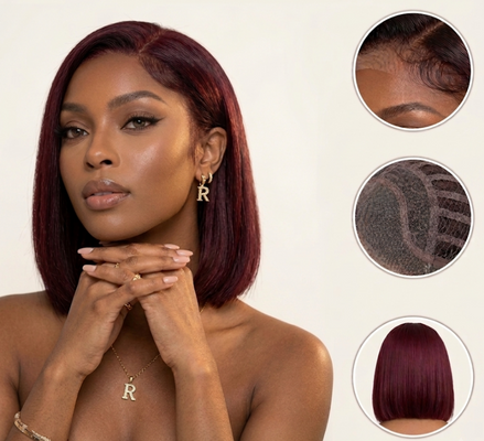 99J Burgundy Straight 13x4 HD Lace Glueless Bob Wig