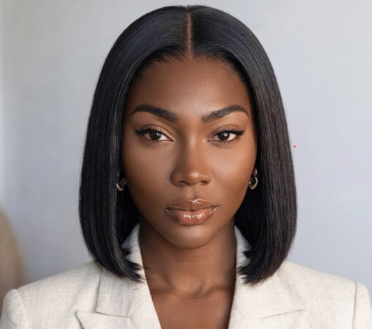 100% VIRGIN HUMAN HAIR STRAIGHT BOB 13X6 HD LACE FRONT WIG - PRE-CUT & GLUELESS
