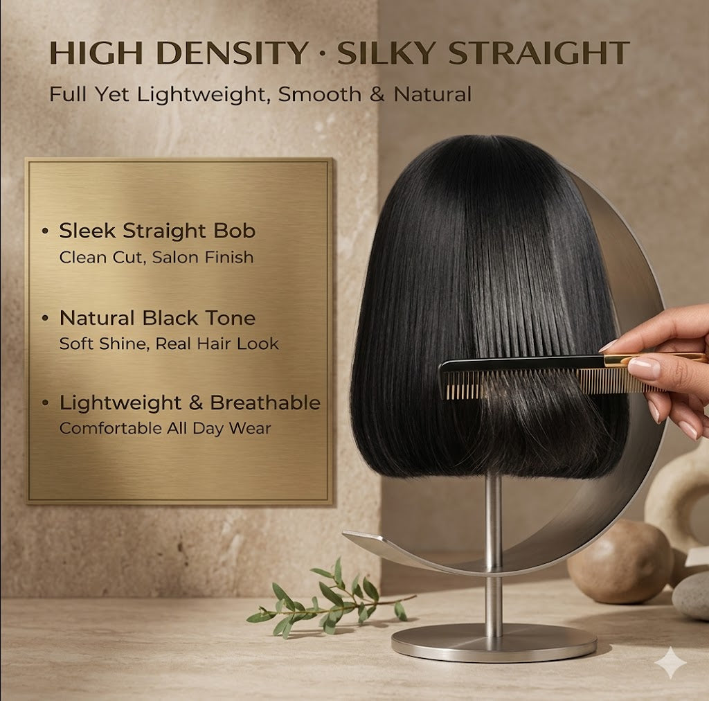 100% VIRGIN HUMAN HAIR STRAIGHT BOB 13X6 HD LACE FRONT WIG - PRE-CUT & GLUELESS