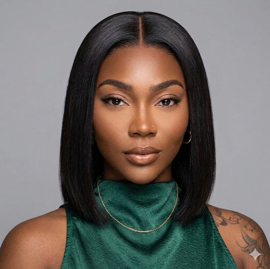 100% VIRGIN HUMAN HAIR STRAIGHT BOB 5X5 HD LACE FRONT WIG - PRE-CUT & GLUELESS