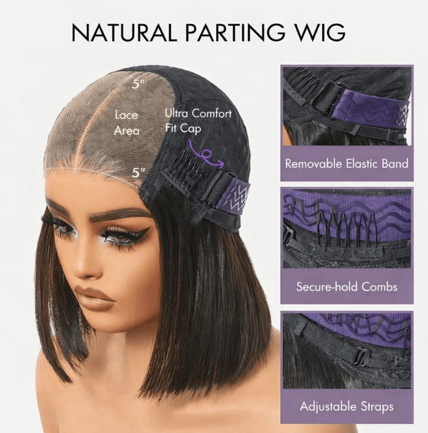 100% VIRGIN HUMAN HAIR STRAIGHT BOB 13X6 HD LACE FRONT WIG - PRE-CUT & GLUELESS