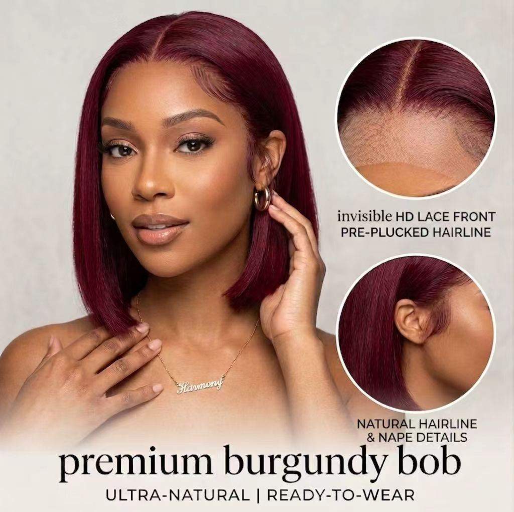 99J Burgundy Straight 5x5 HD Lace Glueless Bob Wig