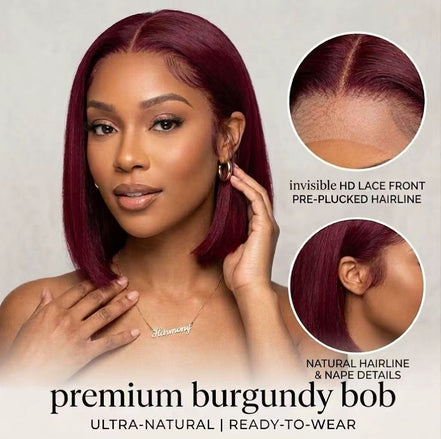 99J Burgundy Straight 5x5 HD Lace Glueless Bob Wig